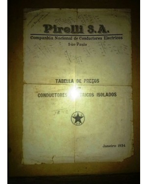 PIRELLI S.A. PAPEL do escriptório de anotações dos vendedores 1934