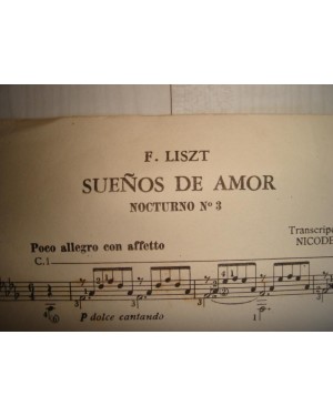 PARTITURA P/ VIOLÃO, ("SUENOS DE AMOR" F. LISZT), FEITO NA ARGENTINA 1958.
